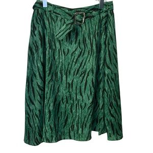 City Chic: INC size 10 Green & Black Midi Skirt - 34 inch waist w/ side zipper
